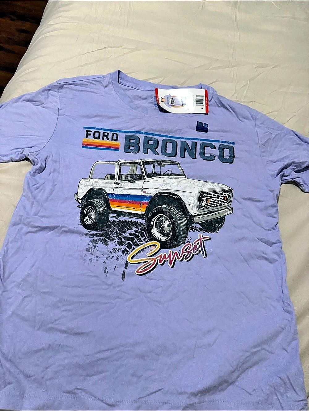 Basic Editions Ford Bronco Sunset Graphic Tee Purple XS NWT